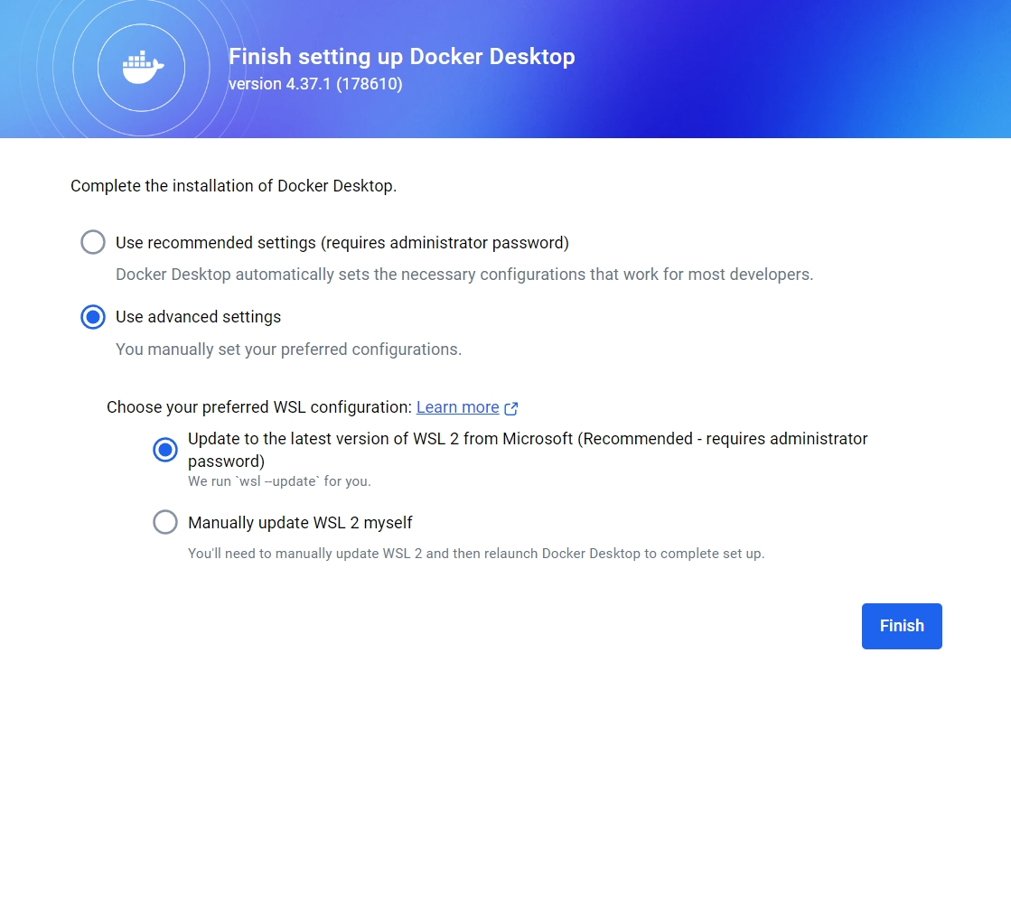 首次运行Docker Desktop配置界面