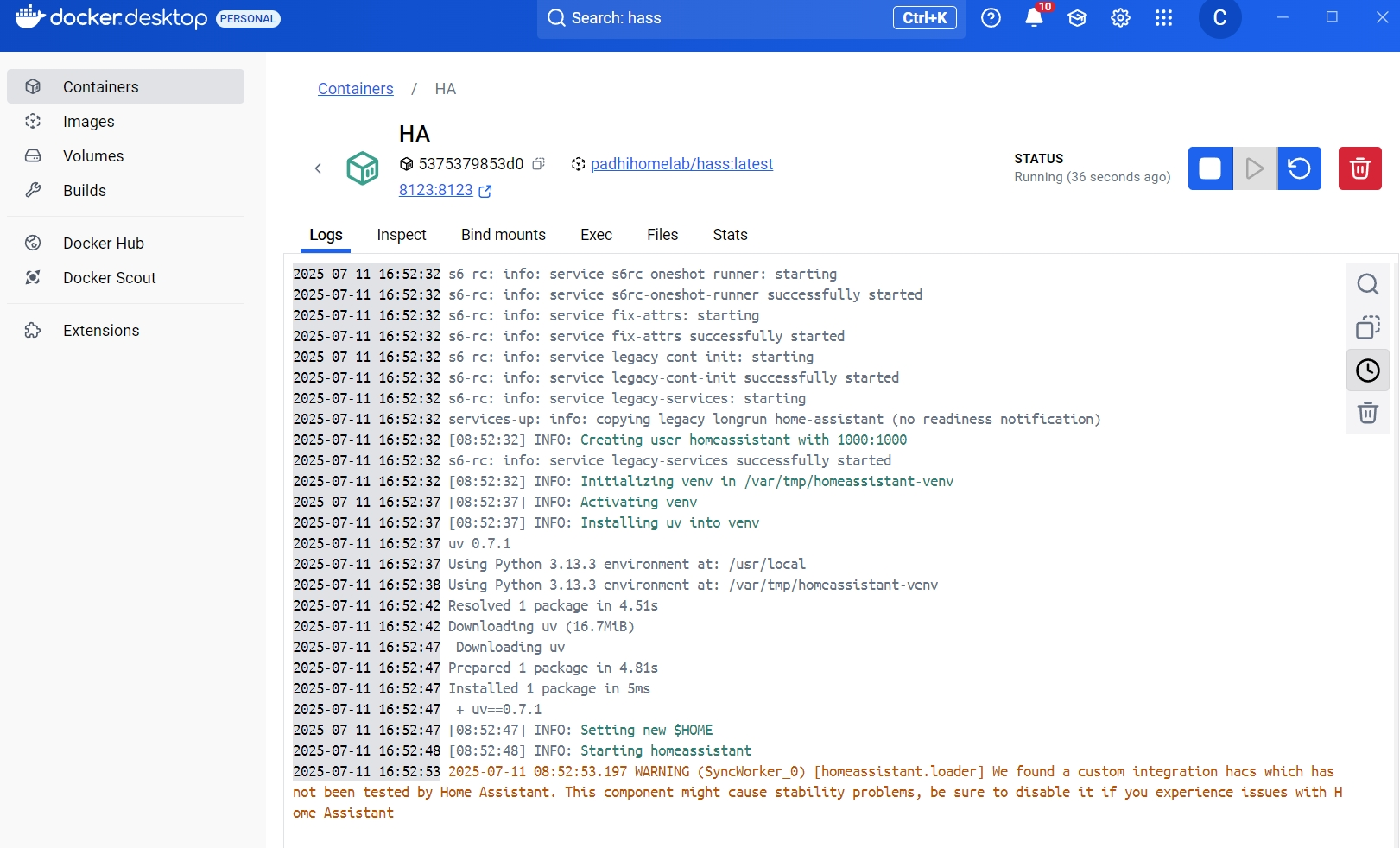 成功运行HA容器