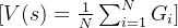 [ V(s) = \frac{1}{N} \sum_{i=1}^{N} G_i ]