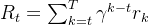 R_t = \sum_{k=t}^T \gamma^{k-t} r_k