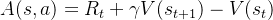 A(s, a) = R_t + \gamma V(s_{t+1}) - V(s_t)