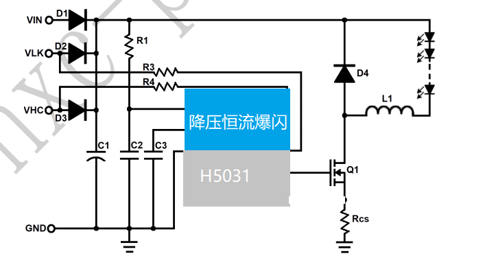 H5031 LED恒流驱动 24V48V60V80V85V降压12V9V5A 降压型爆闪车灯芯片IC PWM模拟调光方式