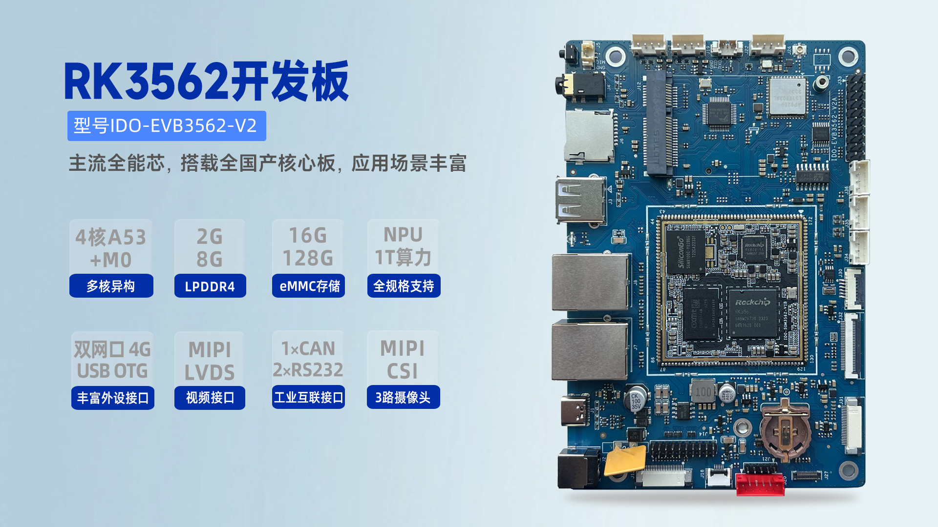 触觉智能RK3562开发板规格书 型号IDO-EVB3562-V2