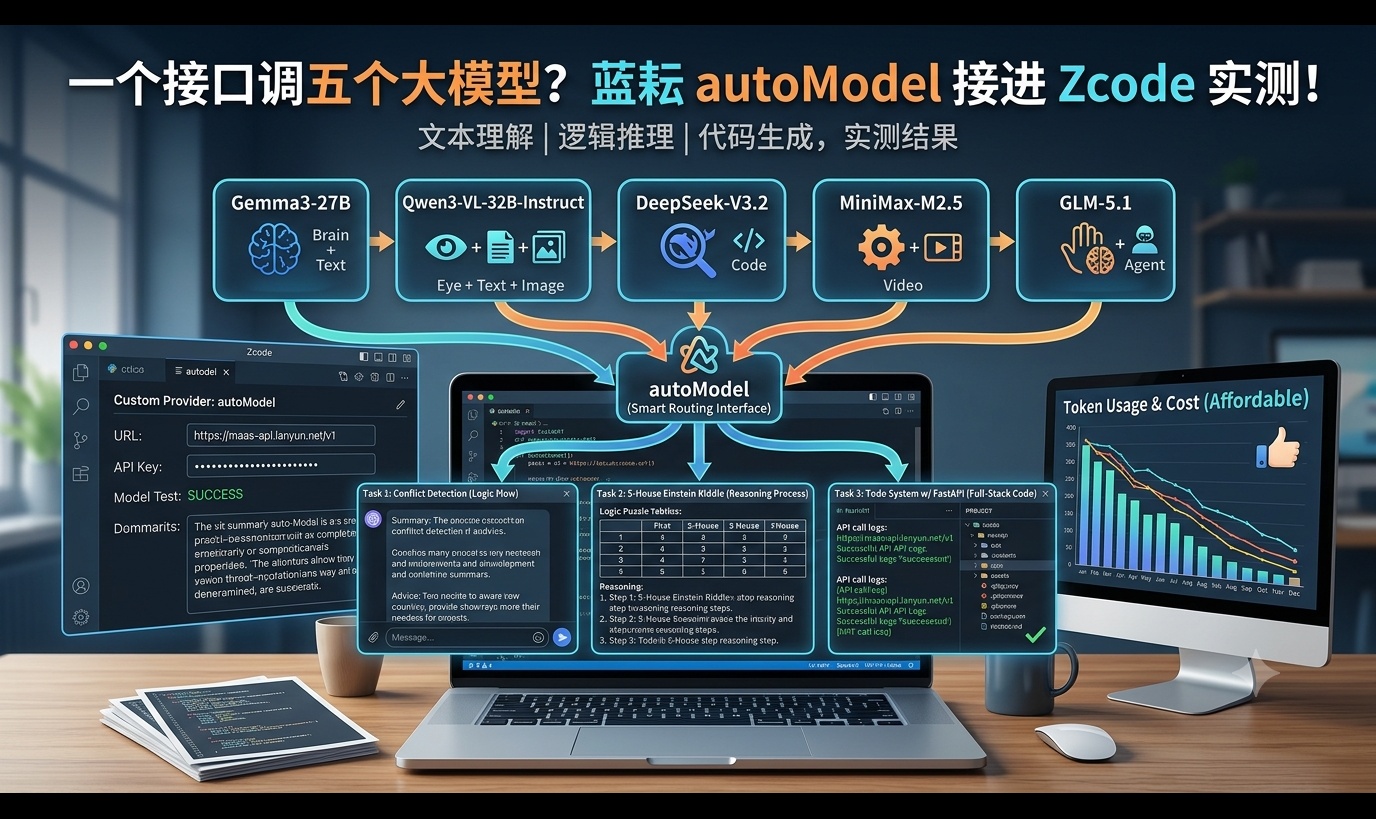 一个接口调五个大模型？我把蓝耘 autoModel 接进 Zcode 实测了一遍