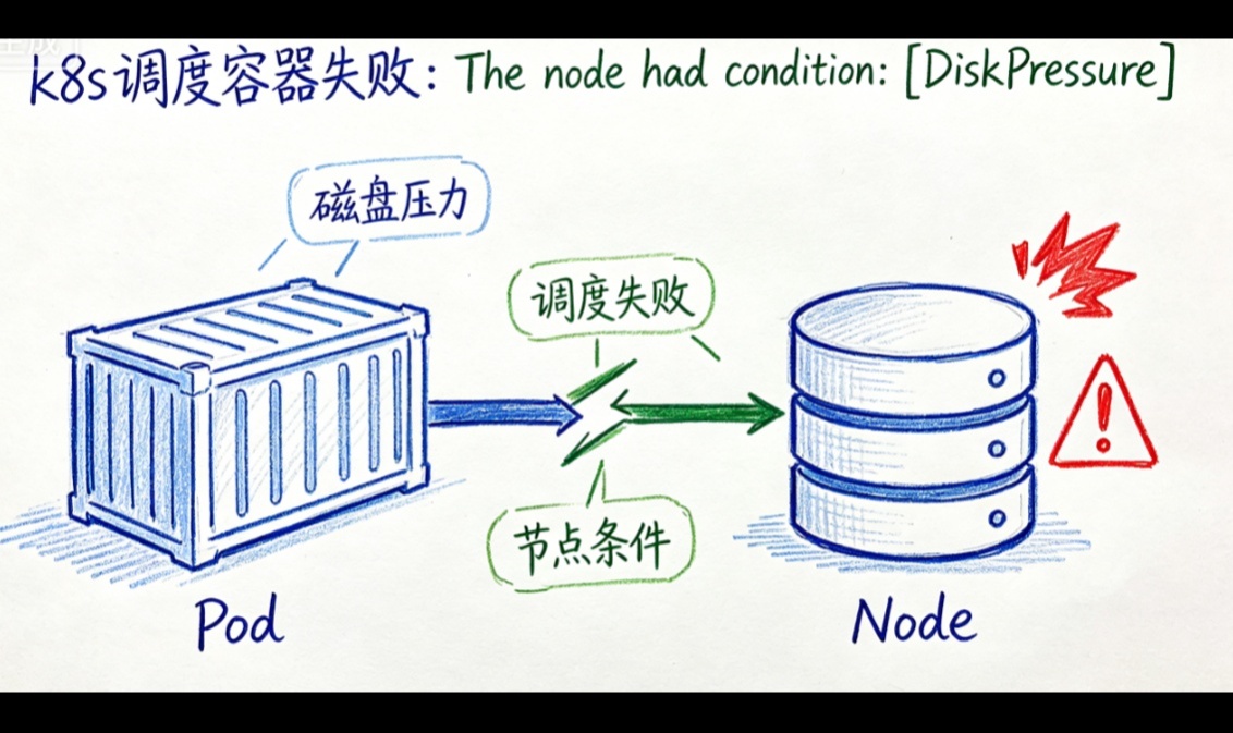 k8s调度容器失败The node had condition: [DiskPressure]