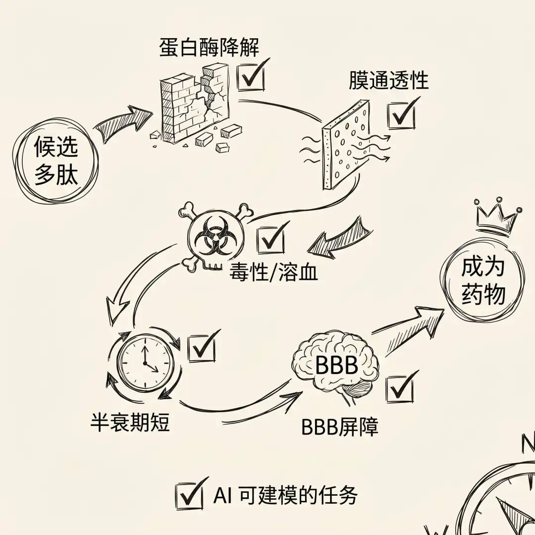 把多肽成药之路画成一张闯关路线图