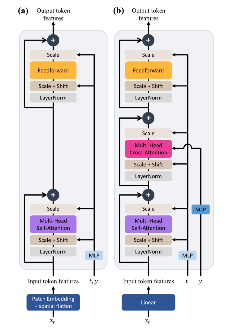标准 DiT 块与 LDMol 修改版 DiT 块的对比
