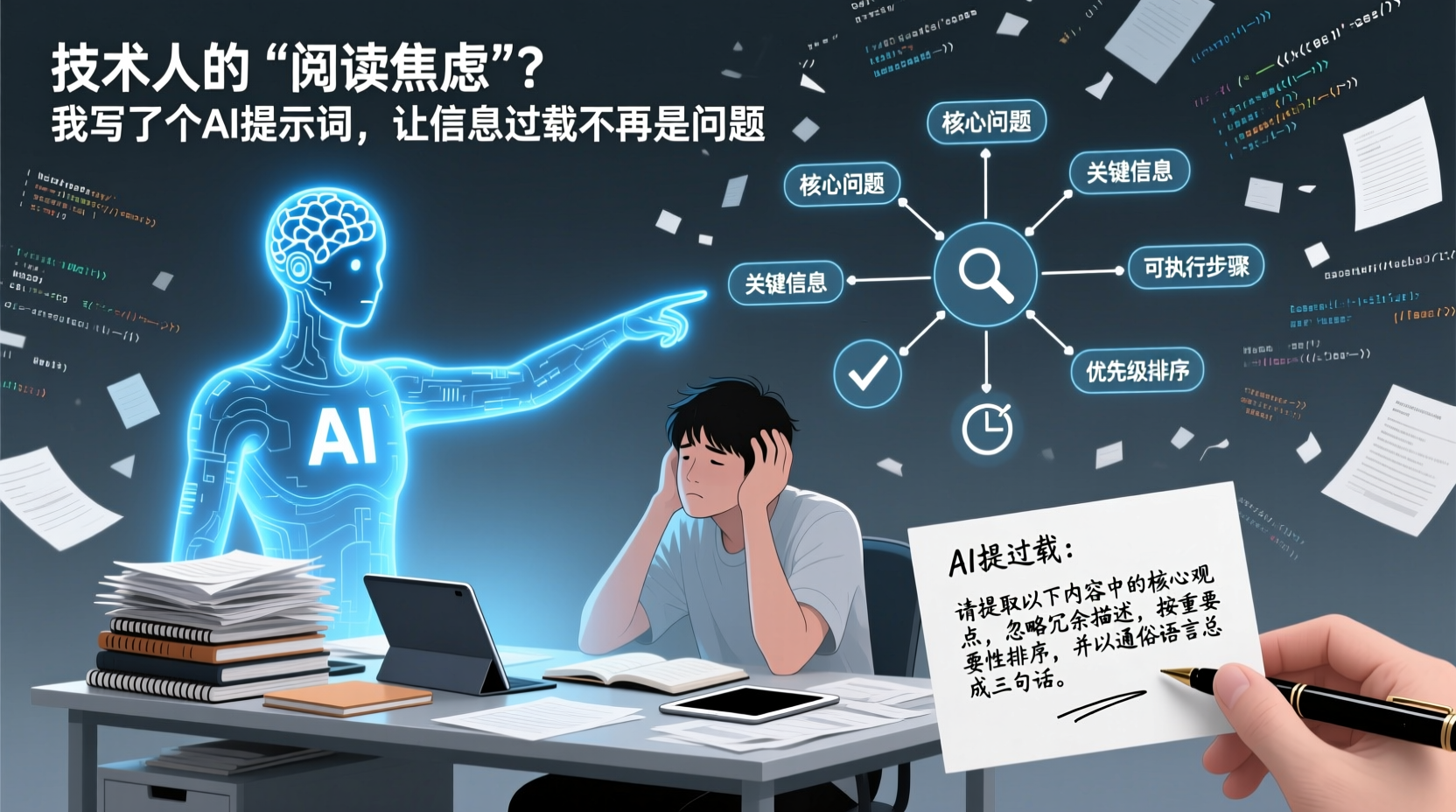 技术人的"阅读焦虑"？我写了个AI提示词,让信息过载不再是问题
