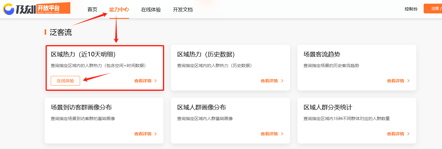 平台能力中心页面