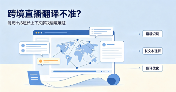 腾讯云国际代理商：跨境直播翻译不准？混元Hy3超长上下文解决语境难题