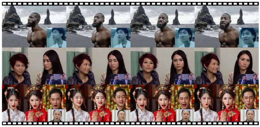 给定一幅肖像图像和一段参考运动视频,FantasyPortrait 在交叉重现过程中可以生成栩栩如生的动画肖像。无论是单个角色还是多个角色,它都能实现高保真度的面部动态和自然的头部运动。