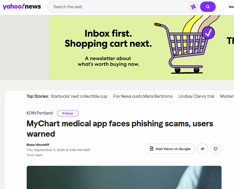 医疗患者门户钓鱼攻击机理与防控研究 &mdash;&mdash; 以 MyChart 仿冒事件为例