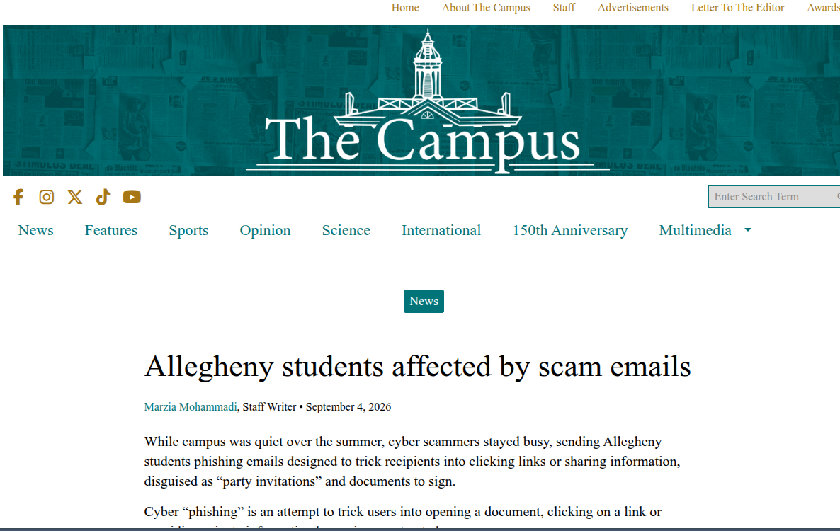 高校账号劫持链式钓鱼攻击风险研究 &mdash;&mdash; 基于 Allegheny 学院案例分析