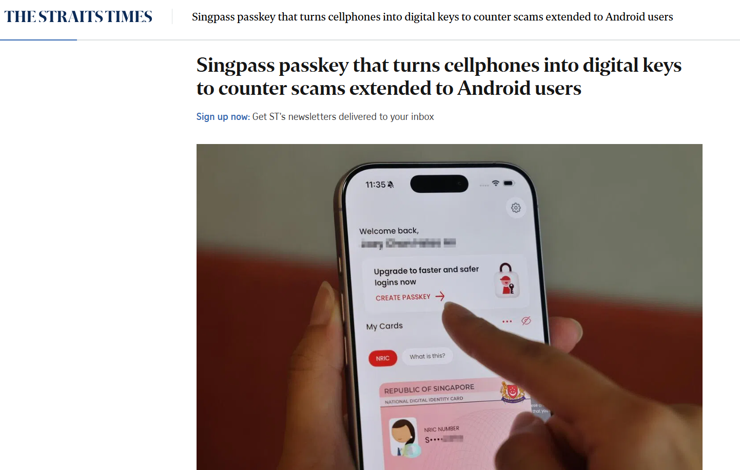移动设备作为数字密钥：Singpass Passkey 抗钓鱼认证机制与实践研究