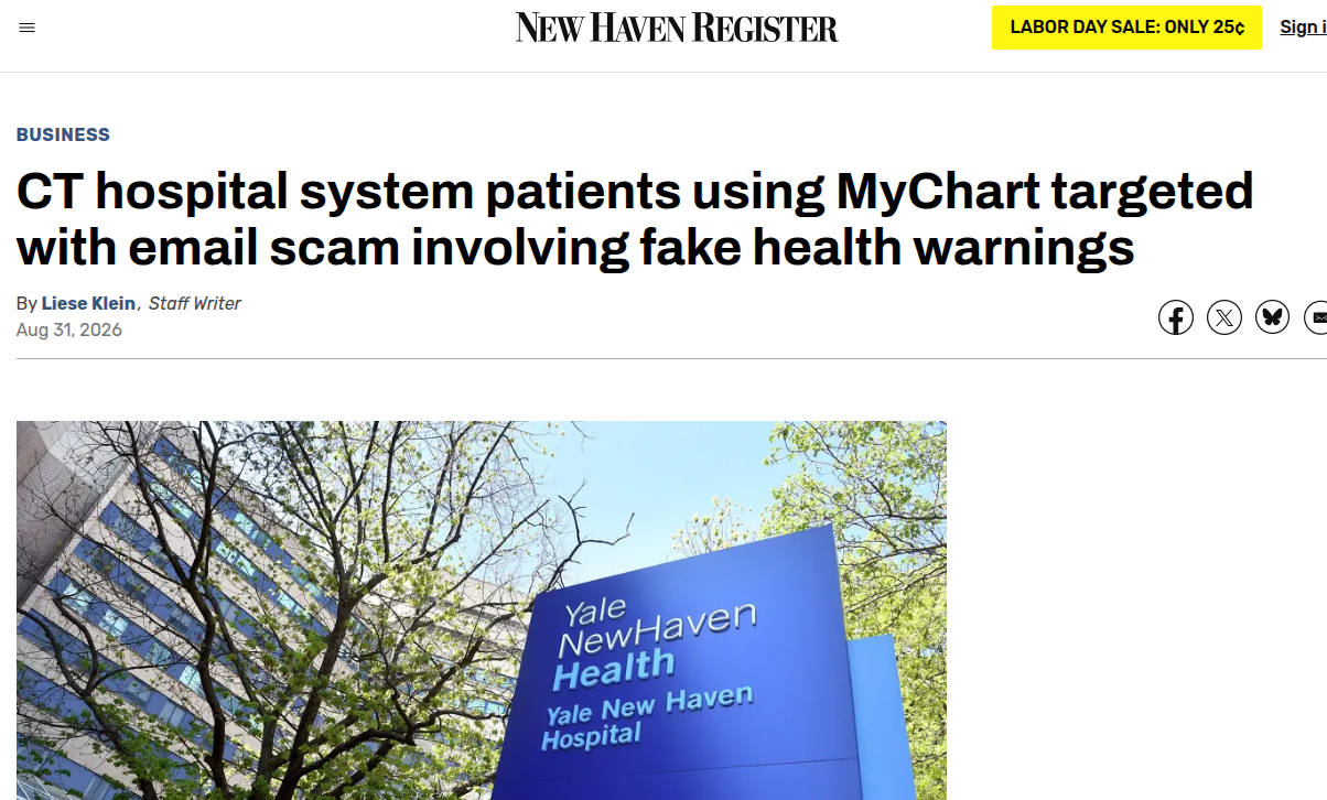 MyChart 患者门户钓鱼攻击风险与医疗机构防御策略研究