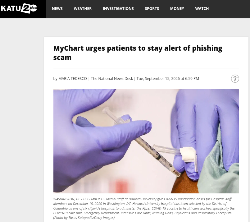 医疗在线门户钓鱼攻击风险与防护策略研究 &mdash;&mdash; 以 MyChart 钓鱼事件为例