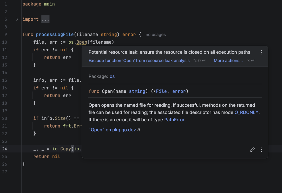 资源泄漏检测示意