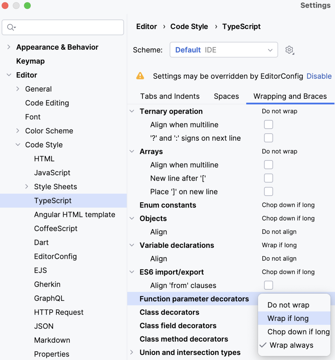 TypeScript 代码样式设置