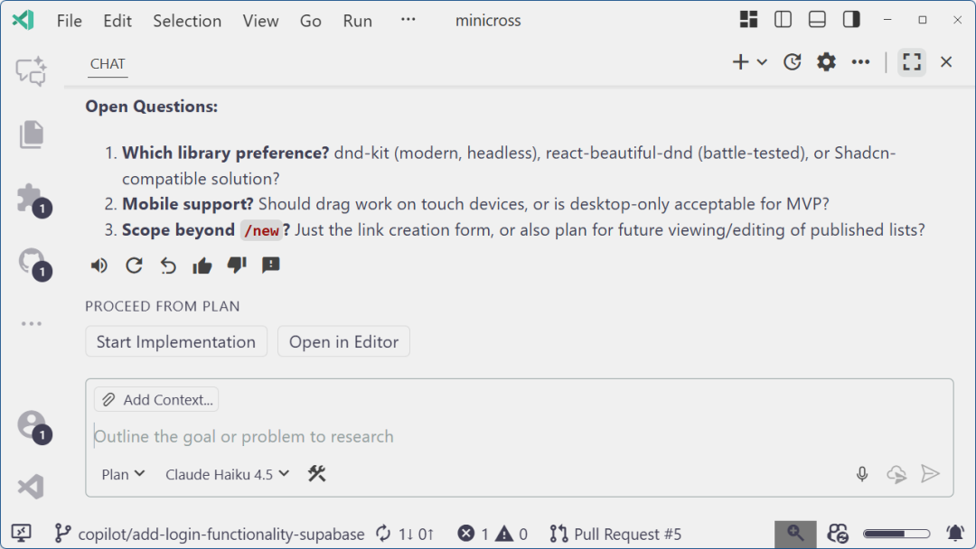 Plan Agent 拆解“拖拽”需求并对比库