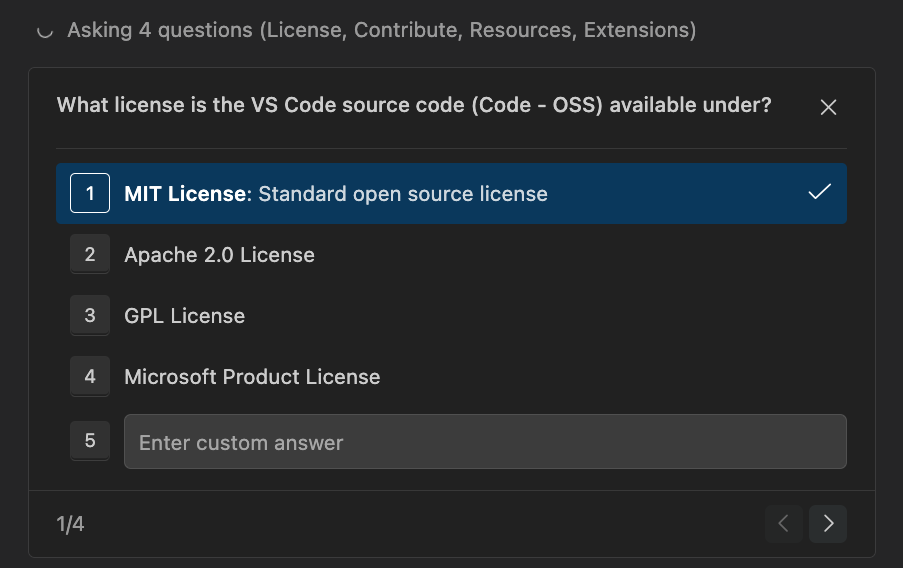 Ask Questions 工具交互界面