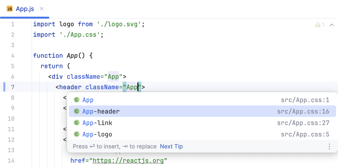 React 代码补全