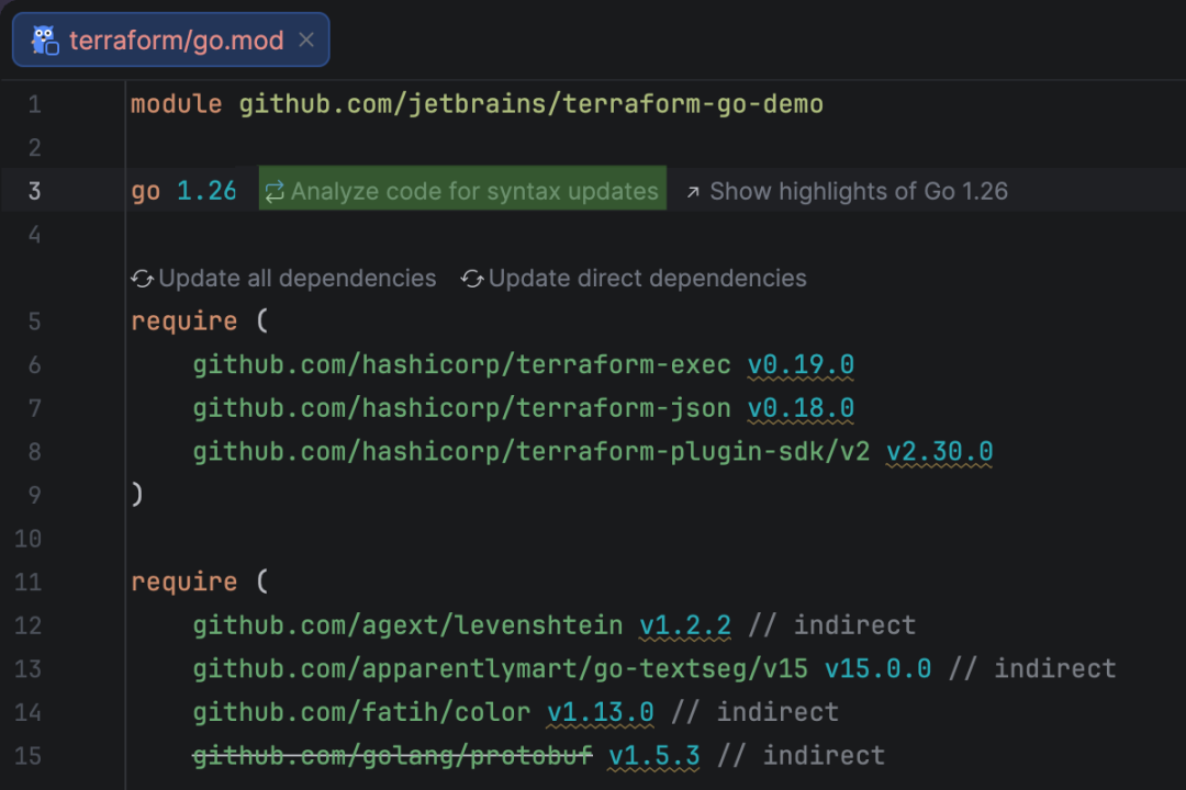 go.mod 语法更新入口