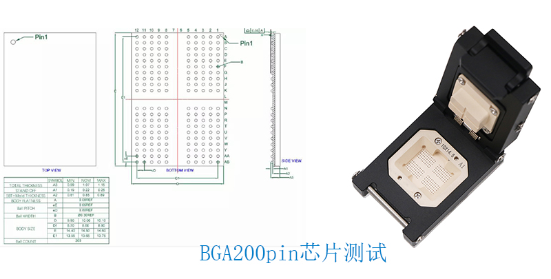 BGA200/FBGA48/TSOP48封装芯片测试座socket