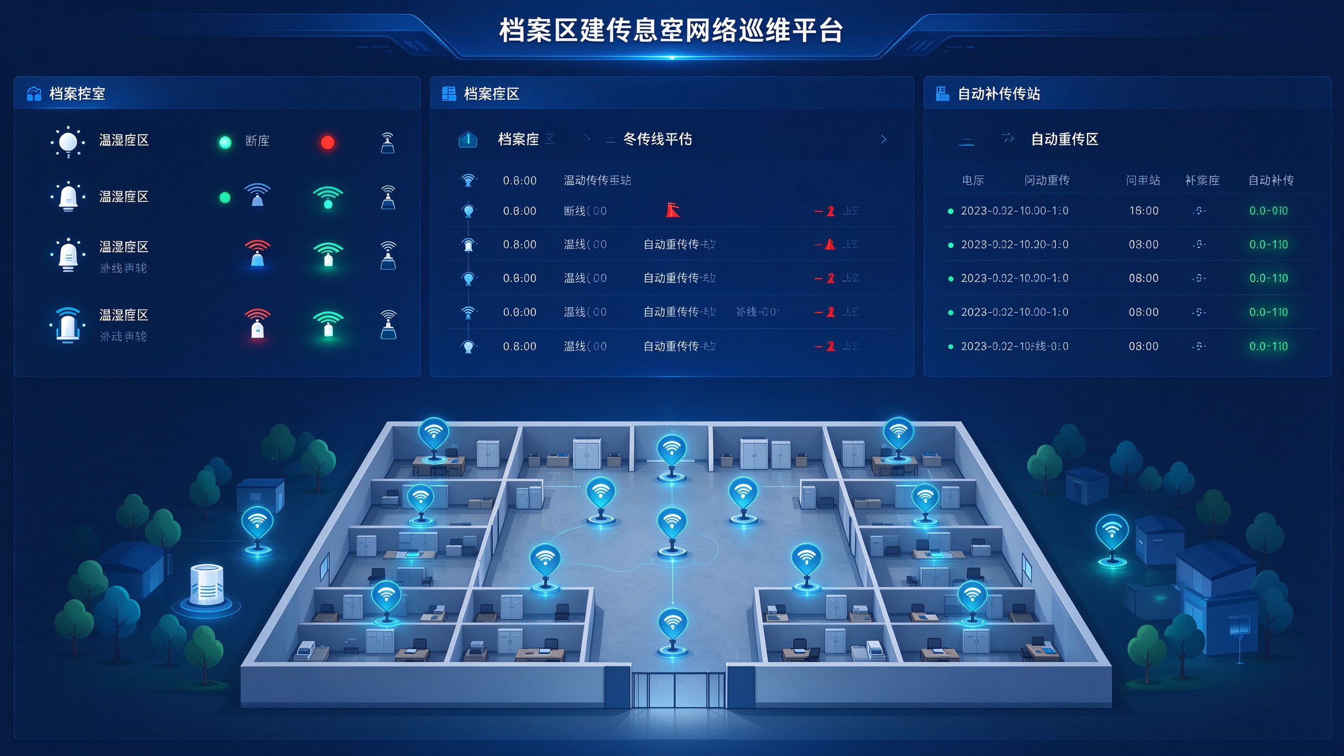 档案库房温湿度传感网络运维平台大屏总览