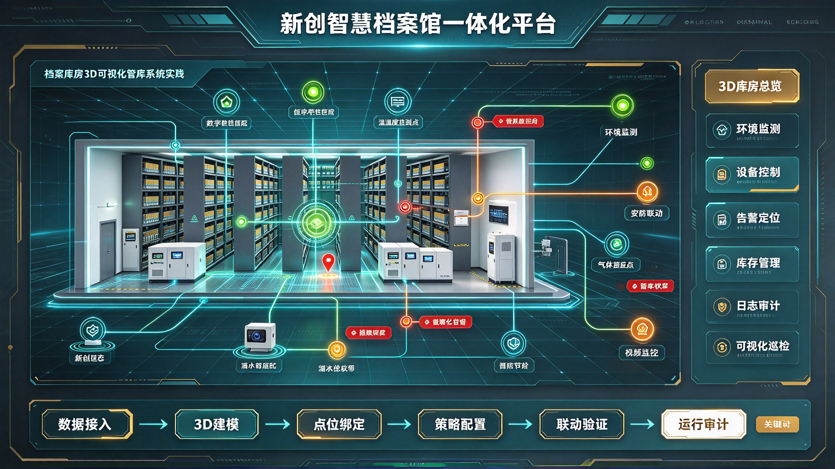 信创智慧档案馆一体化平台，档案库房3D可视化管库系统实践
