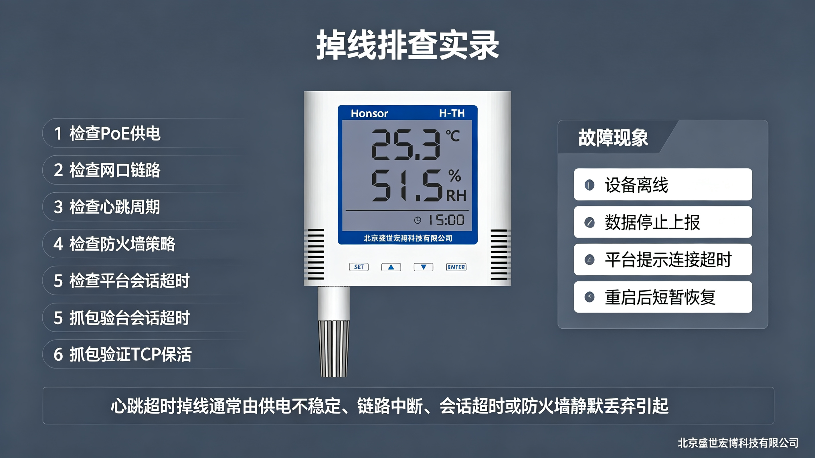 POE 供电下的 TCP 连接保活：网口温湿度传感器因心跳超时掉线的排查实录