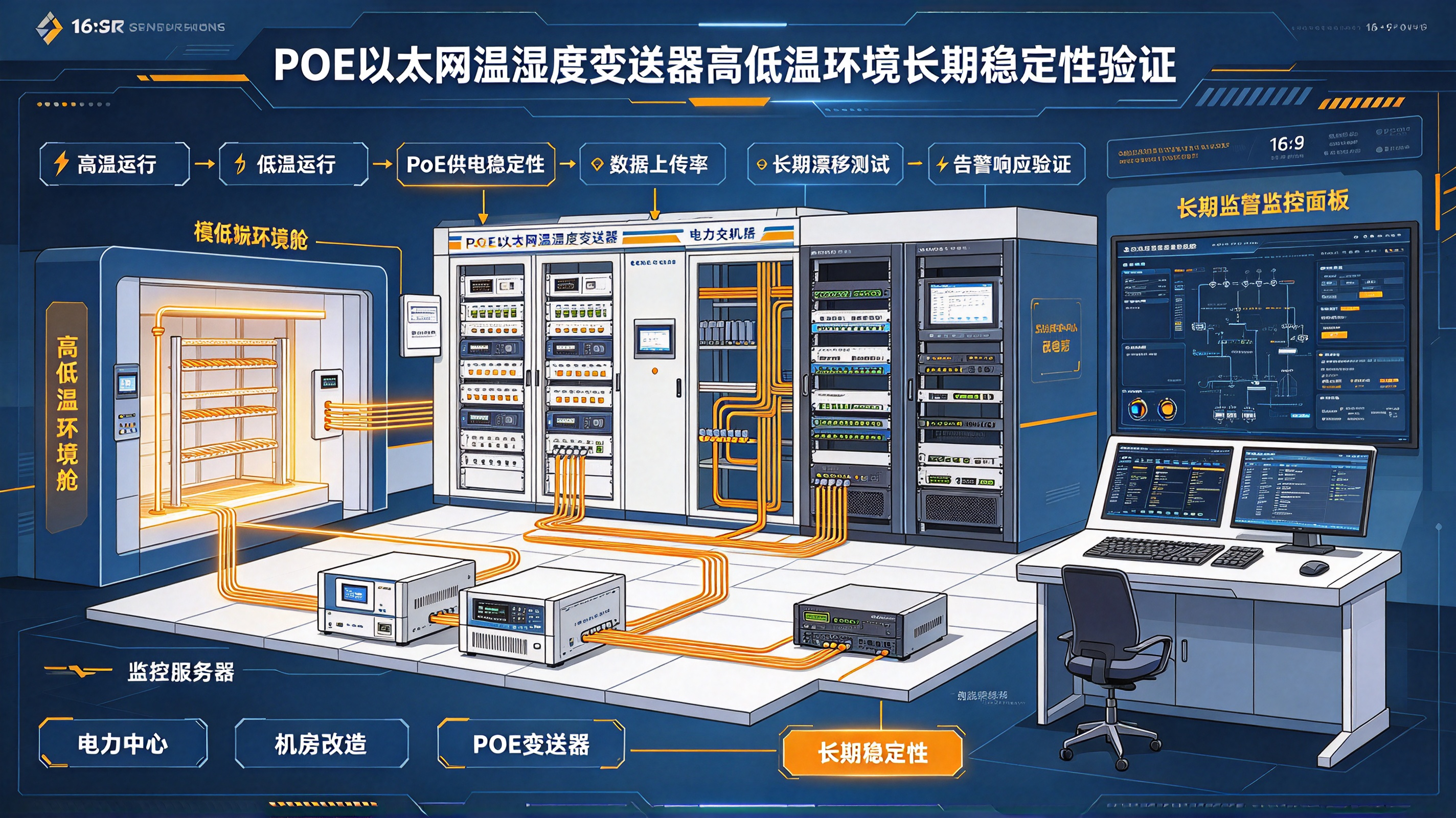 电力中心机房改造：POE以太网温湿度变送器高低温环境长期稳定性验证