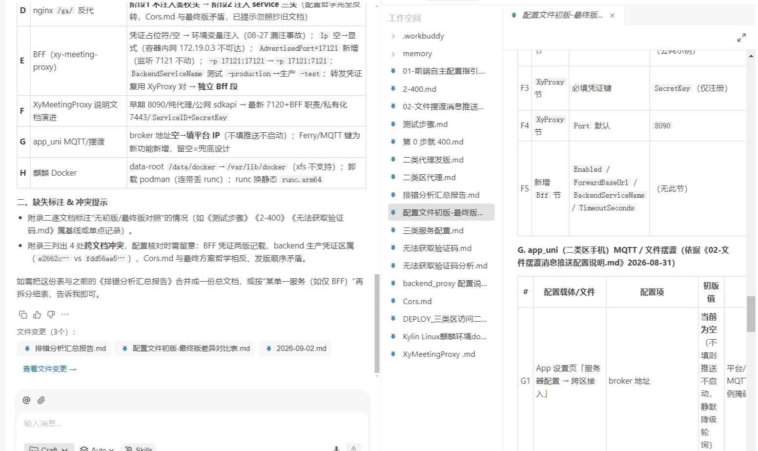 15 份排错文档乱成麻？我用 WorkBuddy 30 分钟生成配置变更对比报告（部署运维实战）