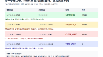 Windows 端口占用排查：netstat 有输出不等于被占用