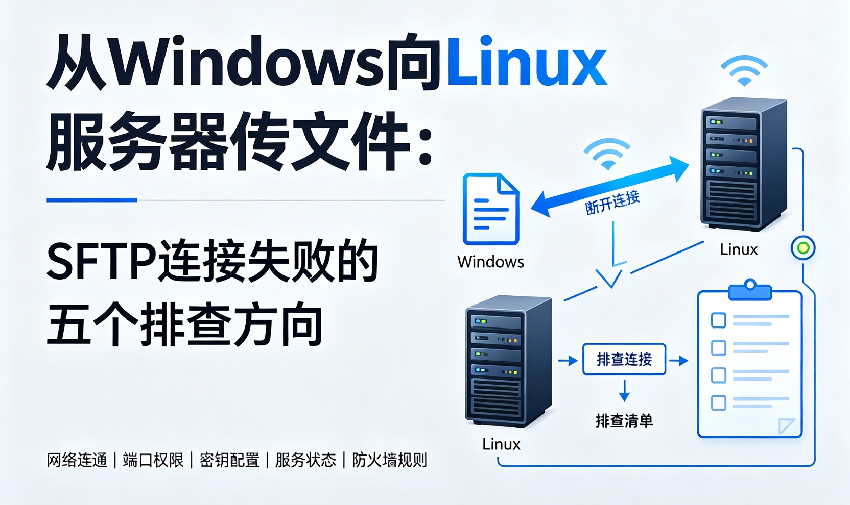 从Windows向Linux服务器传文件：SFTP连接失败的五个排查方向