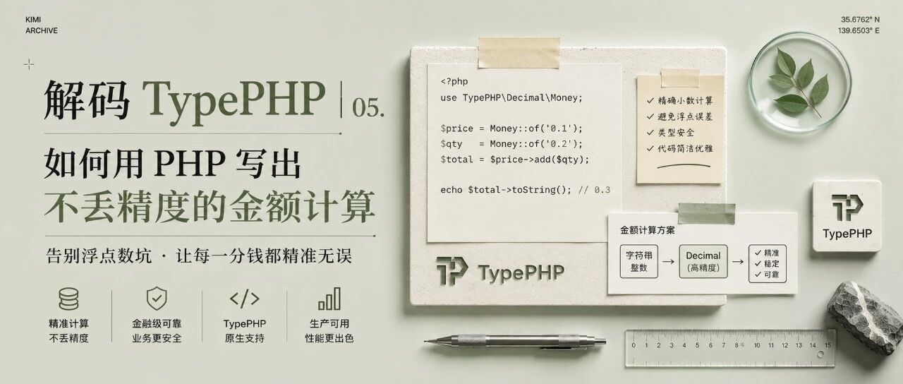 解码 TypePHP〡05. 如何用 PHP 写出不丢精度的金额计算