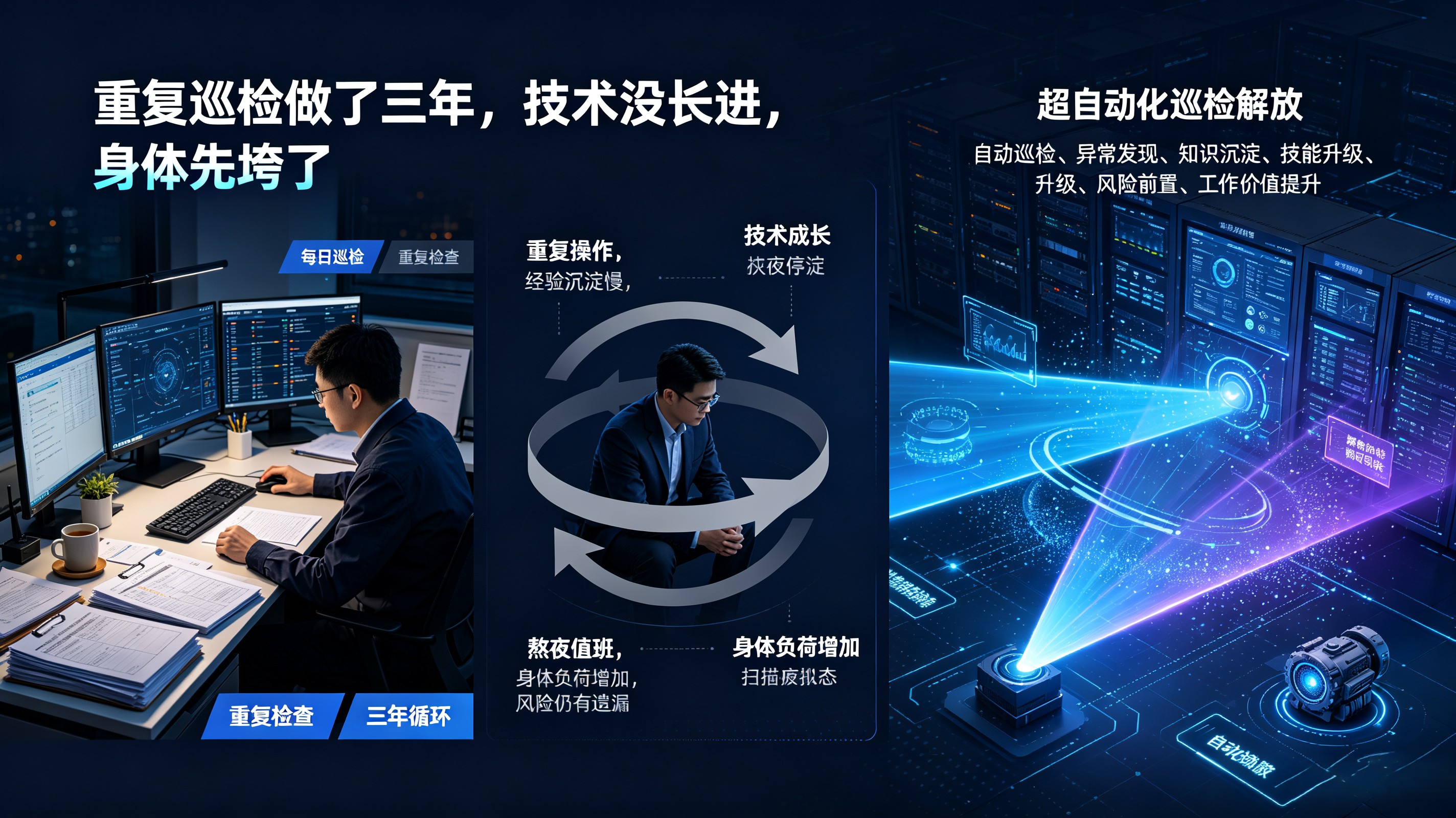 重复巡检做了三年，技术没长进，身体先垮了