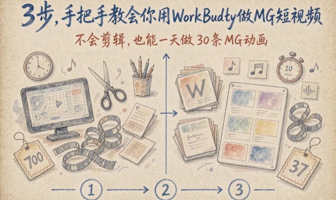 3步，手把手教会你用WorkBuddy做MG短视频，保姆教程（附提示词）