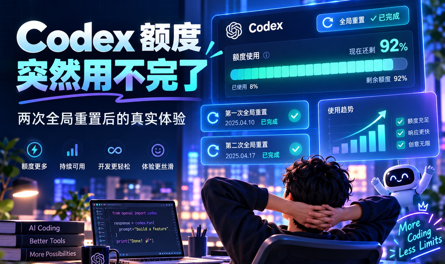 Codex 额度突然变耐用了！以前两天见底，现在一天只掉 10%