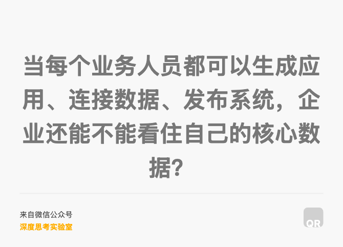 当每个业务人员都可以生成应用、连接数据、发布系统,企业还能不能看住自己的核心数据?