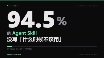 Agent Skill 的 description 怎么写？275 个样本里 94.5% 漏了关键一句
