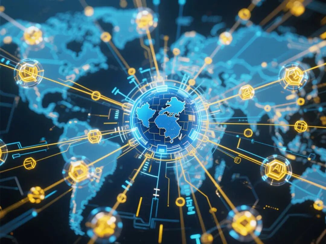 全球AI技术基础设施网络图，中国模型作为核心节点