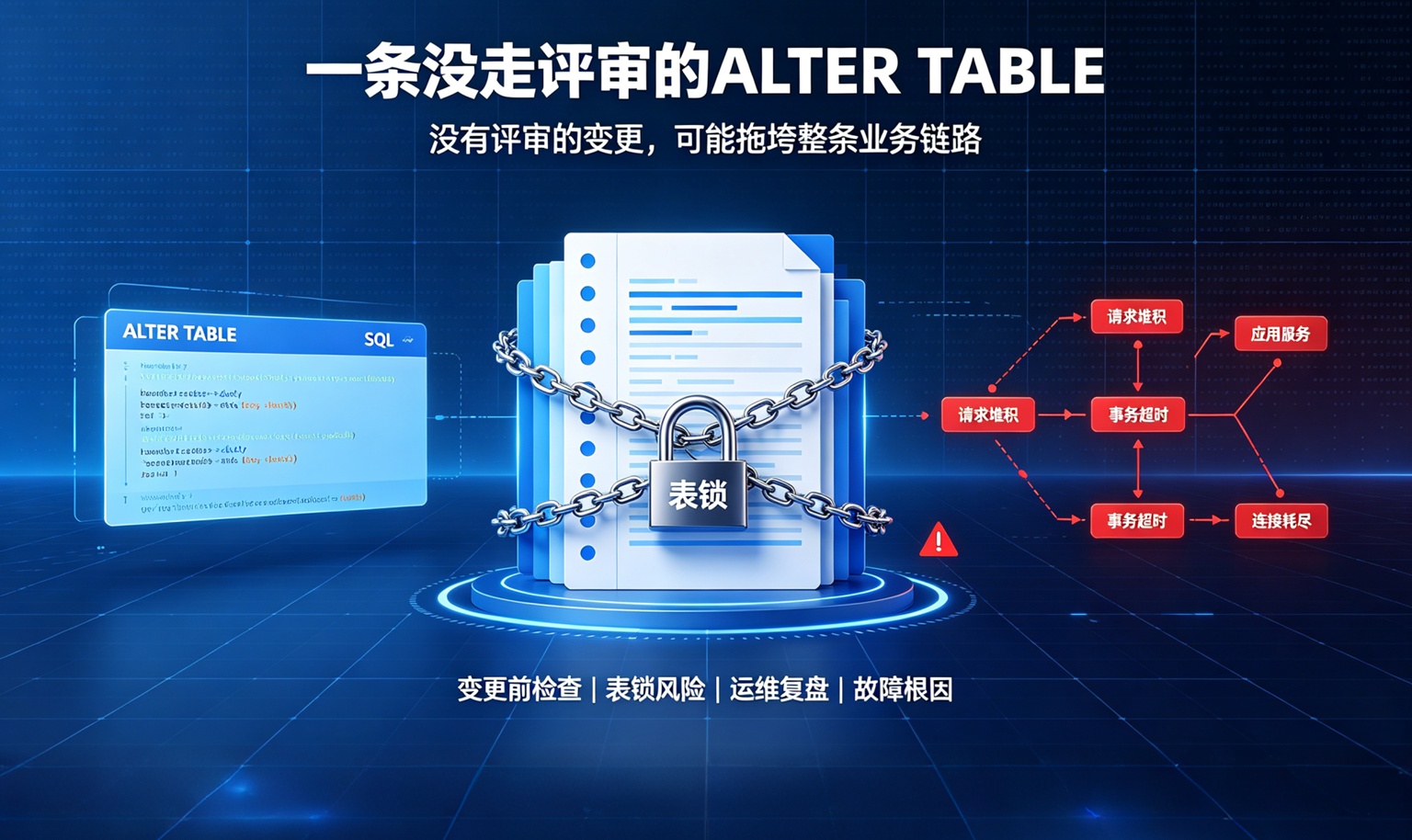 生产环境ALTER TABLE导致连接池打满：MDL锁排查与变更流程设计