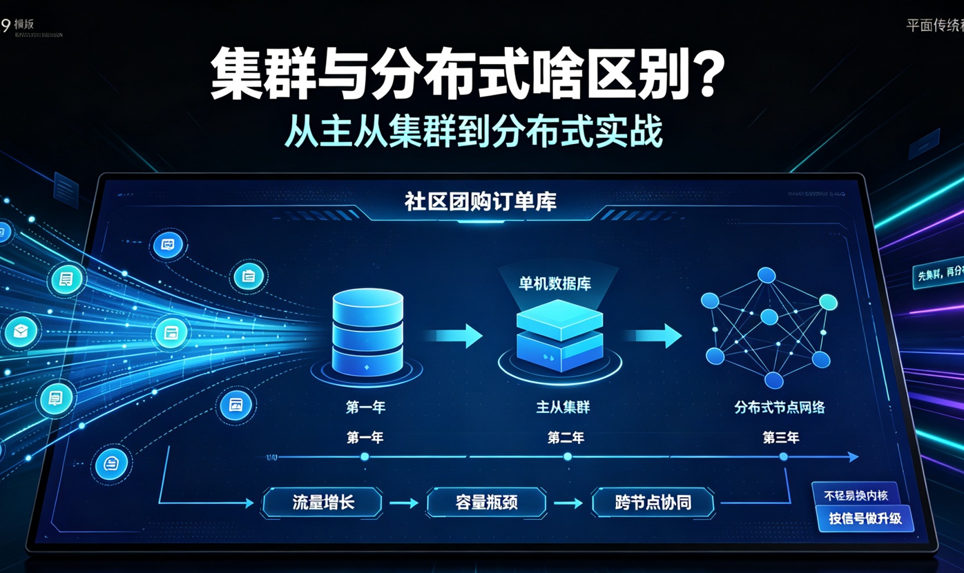 集群与分布式区别：社区团购订单库三年升级，何时该升级