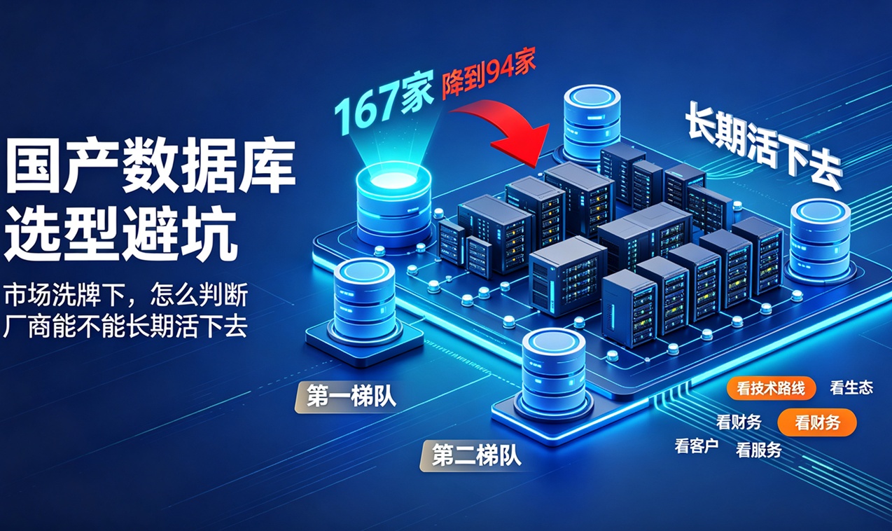 国产数据库市场洗牌：厂商从167家降到94家，企业选型如何识别能长期存活者