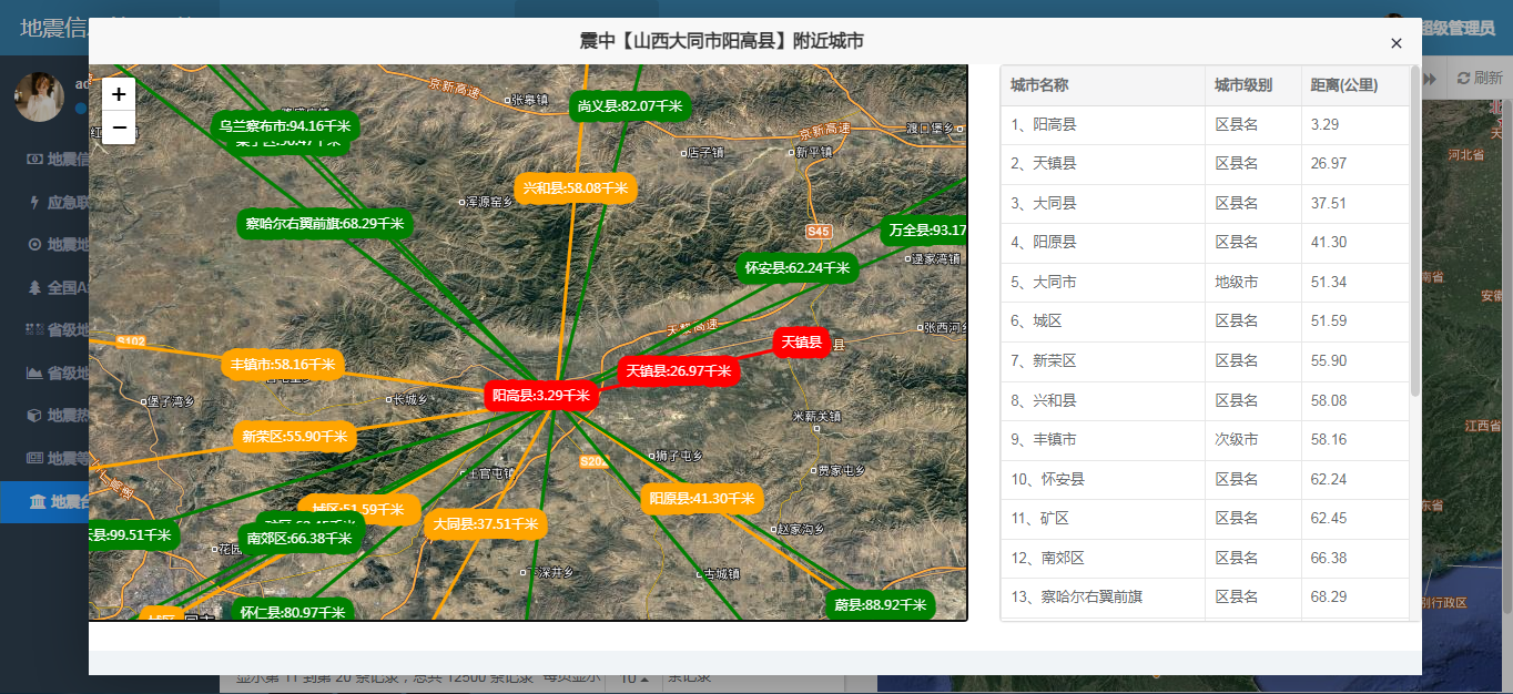2024-05-19 03:35:44 山西大同市阳高县 3.9级地震 震源深度13米 附近城市示意图
