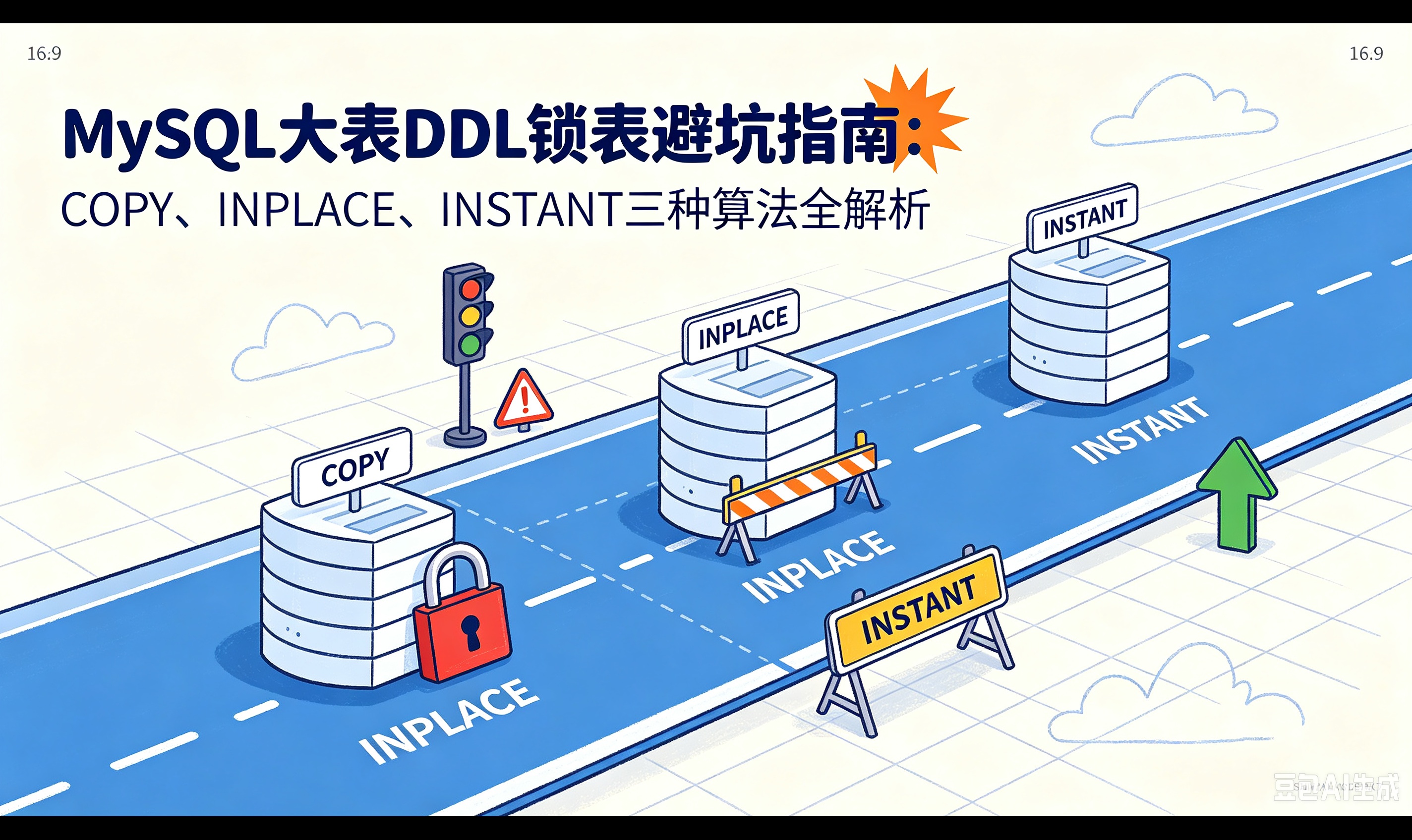MySQL大表DDL锁表避坑指南：COPY、INPLACE、INSTANT三种算法全解析