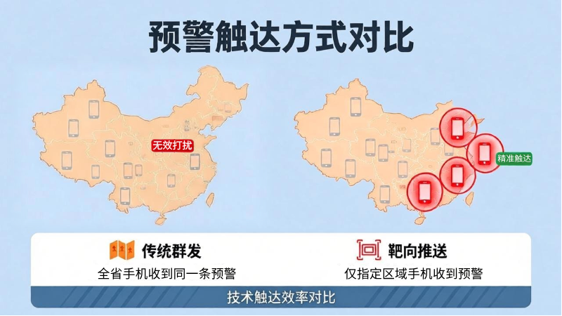 群发与靶向预警推送对比图