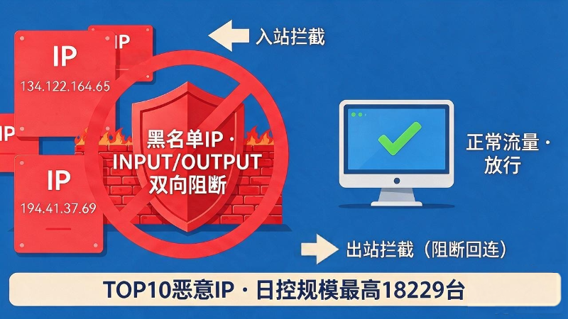 恶意IP防火墙封禁示意图