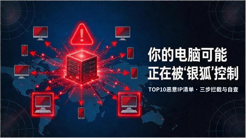 银狐木马TOP10恶意IP清单落地：ip地址追踪三步拦截与终端自查