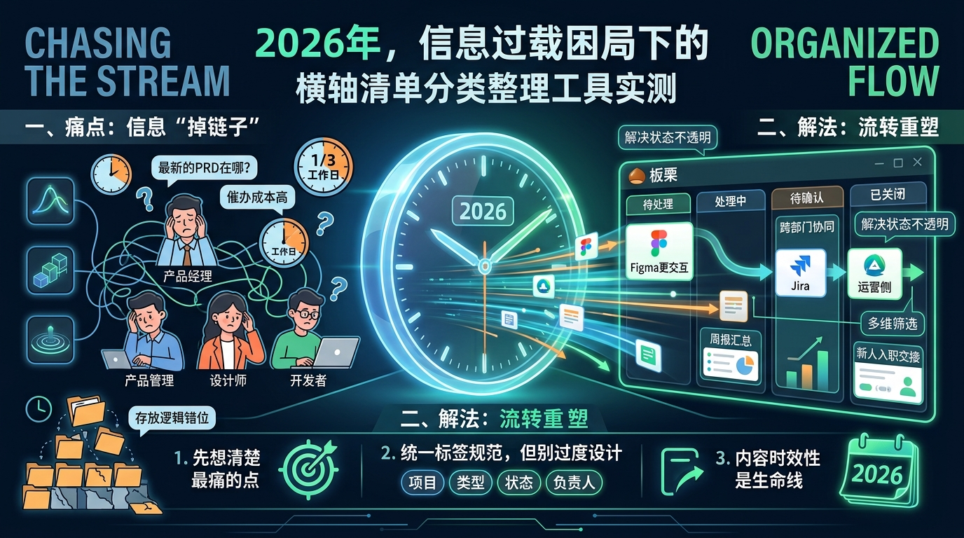 2026年团队效率反思：横轴清单分类整理工具解决不了，但能改善什么？